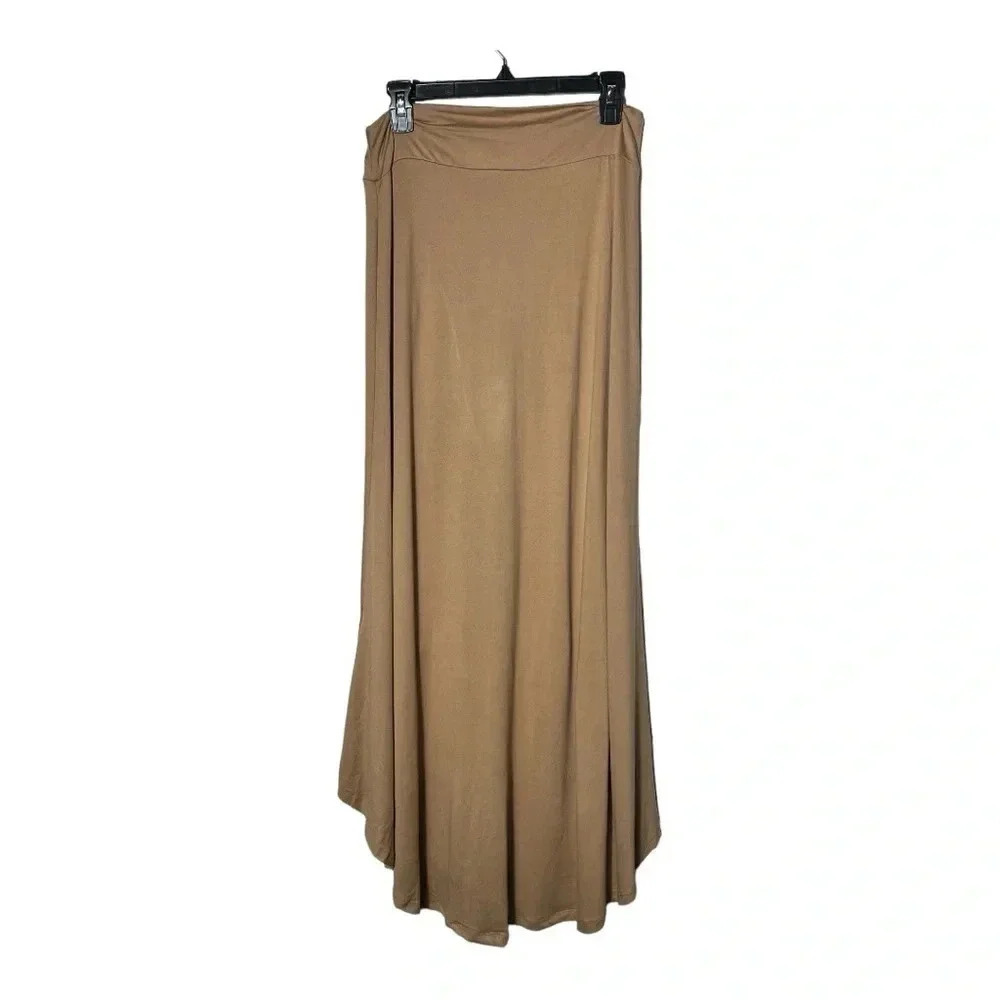 1907. NINEXIS FAUX WRAP MIDI LENGTH SKIRT SIZE X-LARGE COGNAC IN COLOR STRETCHY - Picture 8 of 11